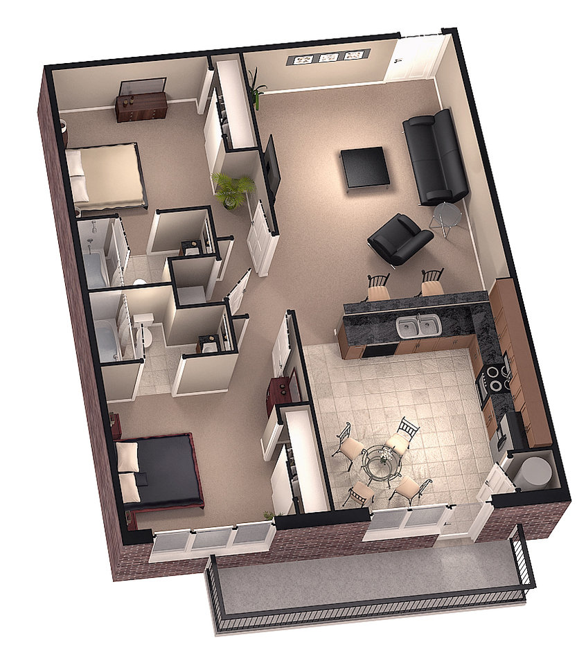 3D Small House Floor Plans